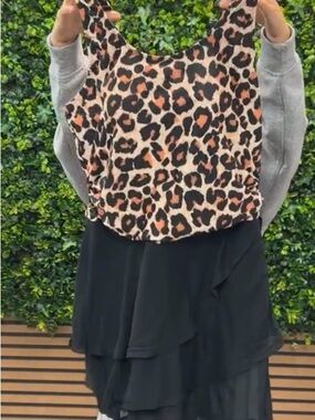 Leopard Print Tank Top - Black & Tan Animal Print